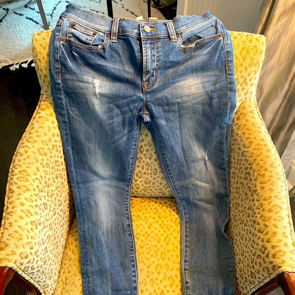 J Crew “weathered” skinny jeans